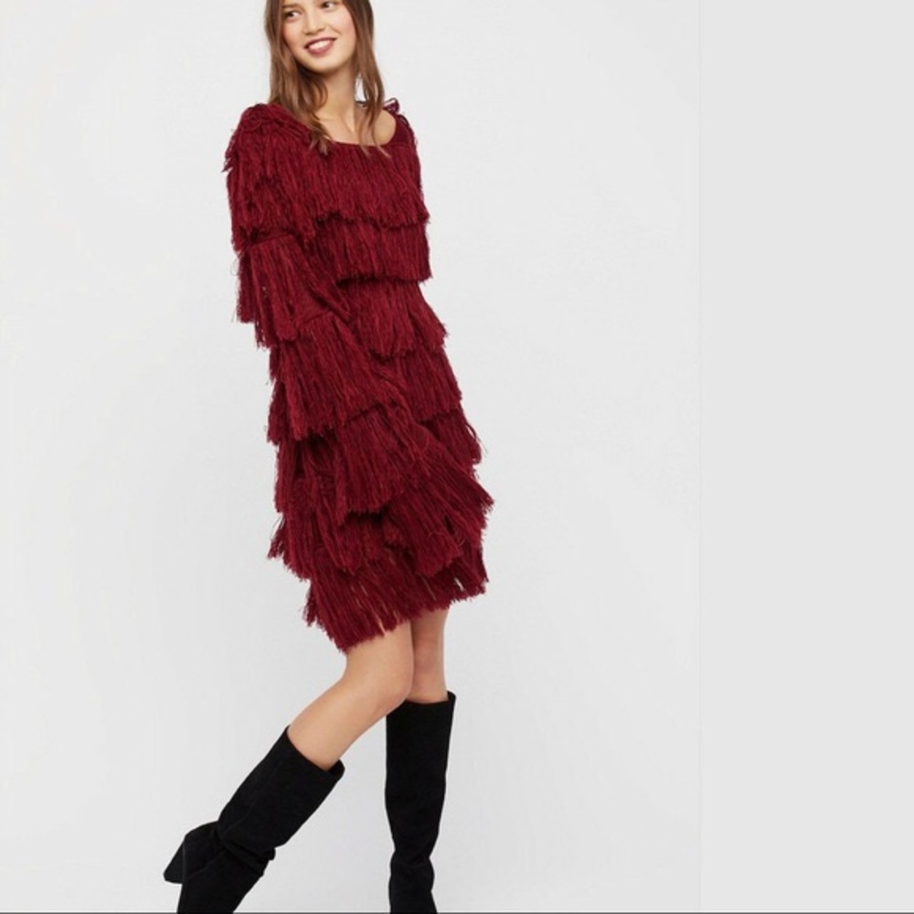 NWT Free People Knit Bali Fringe Sweater Dress